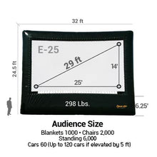 Load image into Gallery viewer, 25’ Inflatable Screen - Sizing Diagram