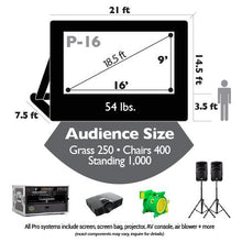 Load image into Gallery viewer, Pro 16 ft screen - sizing diagram
