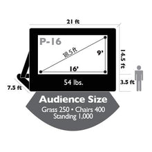 Load image into Gallery viewer, Pro 16’ x 9’ Inflatable Screen - Sizing Diagram
